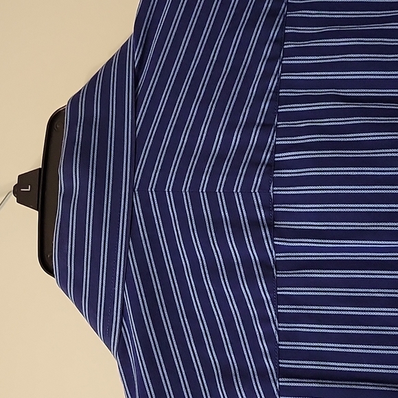 Dark blue/light blue striped mens button down shirt - Picture 6 of 7